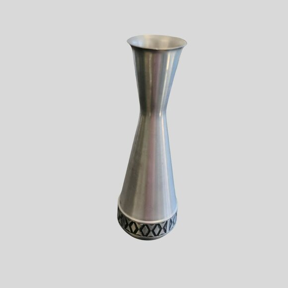 Vintage Selandia Pewter Norway Vase, Mid-Century Modern Metal Geometric Design - Picture 1 of 6